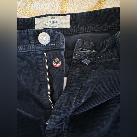 Luigi Borrelli Slim-Fit Navy Corduroy Cotton 5-Pocket Pants - Picture 1 of 12